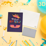 Cartes de vœux 16 x 21 x 0,5 cm enveloppe et carte incluses vœux d'anniversaire musique et lumière cadeau pour un anniversaire bleu