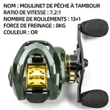 Moulinet baitcasting 7.2:1 bobine ratio d'engrenage 7.86 oz haute vitesse pêche baitcast lisse moulinet lightweight baitcasters