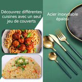 Ensemble de couverts en acier inoxydable ensemble de quatre couverts en acier inoxydable vert et or ensemble d'ustensiles cadeau