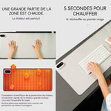 Tapis de souris chauffant 30-50 degrés celsius intelligent 5 niveaux de contrôle de la température 90x36cm bureau étanche blanc