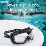 Lunettes de natation 150x78mm Lunettes natation en silicone à grande monture étanches et antibuée porter des bouchons d'oreilles