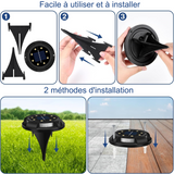 Lampe solaire extérieur 8 pièces lampe solaire au sol eclairage solaire encastrable sol pour chemins pelouse terrasse borne solaire