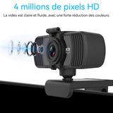 Webcam pour PC 2k rotation à 360 degrés microphone antibruit intégré streaming webcam webcam de streaming caméra d'ordinateur