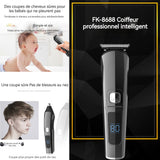 Tondeuse cheveux hommes 6 en 1 220v 600mah IPX6 LCD 2 vitesse usb tondeuse à cheveux avec 6 types de couteaux et 4 peignes limites