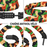Antivol velo 0.55x120cm sécurité combinaison de chiffres cadenas pour vélo moto enfant adultes chaîne antivol vélo antivol de vélo