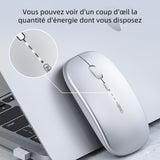 Souris sans fil 2.4G Bluetooth 5.0 4.0 Trois modes Affichage électrique Souris rechargeable unmute Souris de bureau pour le jeu