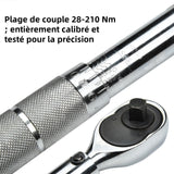 Clé 5 pcs 125 mm tige d'extension de 28-210 Nm plage de couple préréglage de clé dynamométrique réglable avec tige d'extension acier