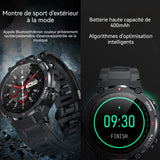 Montre connectée 1,28 pouces 400mAH Montre intelligente à détection de mouvement Écran tactile plein écran Bluetooth 5.0 noir