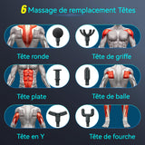 Massage musculaire 2600mah 99 vitesses manche allongé de 16 cm 8 accessoires différents avec écran lcd apaise les muscles noir