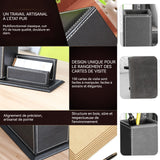Porte-stylo 20x10x10cm pour cartes de visite en cuir porte-stylo multifonctionnel de stockage de cartes de visite de bureau noir