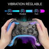 Manette de jeu 152x115x58mm manette de jeu filaire avec interrupteur lumineux coloré RGB vibration à double moteur contrôleur de jeu