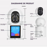 Camera surveillance wifi intérieure 3mp 360 degrés PTZ rotation 50m vision nocturne IR audio bidirectionnel caméra de surveillance
