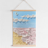 Peinture à l'huile de paysage   Huile sur toile   Vagues de mer  Lune  Bois massif  Parchemin  Décoration de salon   40cm*50cm