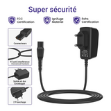 hargeur de rasoir 100v-240v cable chargeur adaptateur efficacité mécanismes de protection complets sécurité d'isolation élevée