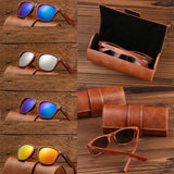Lunettes de soleil uv400 bordure avec boîte pour homme et femmes brun lunettes de soleil en bois vintage élégant protection UV