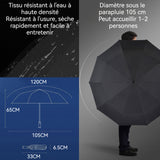 Parapluie automatique 65x105cm 10 baleines avec lumière LED facile à transporter pour les jours ensoleillés ou pluvieux Noir