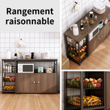 Porte-épices 80x30x120cm troisième étage en bois respectueux de l'environnement grille de four à micro-ondes panier avec placard