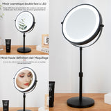 Miroir grossissant 10x rechargeable pivotant à 360 degrés miroir maquillage lumineux LED contrôle tactile réglage de l'ascenseur