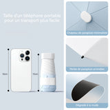 Mini parapluie 90x52cm 6 baleines design de petite taille léger et facile à tenir baleines robustes protection UV durable Blanc