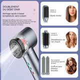 Thermal brush 1400W 5 en 1 peigne à air chaud faible bruit multifonctionnel avec 3 modes de vitesse du vent et de température