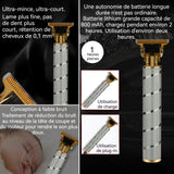 Tondeuse à cheveux 800mAh batterie grande capacité rechargeable USB pour tailler et façonner les contours de la barbe argent