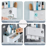 Porte-brosses à Dents 370x188x100cm Stockage tout-en-un décoratif pour Salle de Bain Support Mural Distributeur de Dentifrice