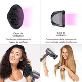 Sèche-cheveux 25cm 1430 W Trois vitesses de réglage de la température Pliable et portable Soin capillaire à lumière bleue et parfumé