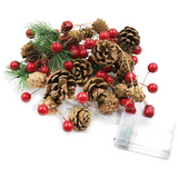 Guirlande Lumineuse Pomme de Pin 2M 20LED Lampe Pomme de Pin Guirlande de NoëL avec LumièRes Rouges et Pommes de Pin à Piles Noël