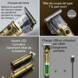 Tondeuse cheveux 20cm Acier inoxydable Tête à huile rétro Force motrice robuste Autonomie de 5 h Peigne multifonction Chargement USB