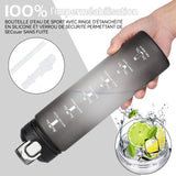 Gourde sport 800ml noir grande capacité étanche couvercle amovible avec paille graduation pour les sports d'été plein air boire