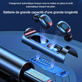 Ecouteurs Bluetooth sans Fil 5,2 afficheur numérique intelligent LED lampe poche portable compartiment de charge de grande capacité
