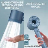 Pomme de douche pressurisée Boost à cinq vitesses Silicone liquide anti-colmatage Connecteur universel Matériau ABS Pomme de douche