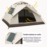 Tente de camping 210x200x135cm 3-4 Personnes imperméable montage facile double couche anti-UV avec 2 fenêtres et 2 porte blanc