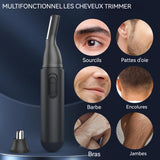 Tondeuse nez oreilles homme 2 en 1 500 mAh IPX7 étanche LED chargement USB lame à double tranchant pour les sourcils et le visage