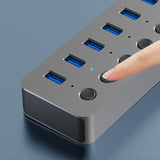 Hub USB3.0 7 ports à haut débit avec charge rapide Hub de données avec câble d'extension 1M pour ordinateurs portables, etc.