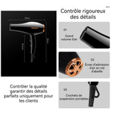Sèche cheveux 3 vitesses de vent 3 réglages de température Régulation double interrupteur Sortie d'air à grand volume Hair Dryer