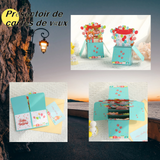 arte de voeux 19,2x8,6cm cadeau d'anniversaire chat papier sculpté carte de vœux tridimensionnelle bénédiction carte postale