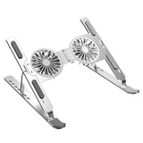 Support ordinateur en alliage d'aluminium avec 2 ventilateurs et lumière rvb réglable pour moins 17 pouces support d'ordinateur