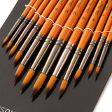 Pinceaux en nylon pour aquarelle Set de 12 Pinceaux pour aquarelle Set de pinceaux en bois à bord arrondi Set de pinceaux à huile