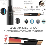 Fer à lisser multifonctionnel rechargeable USB portable cheveux lisses et bouclés 2 en 1 lisseur cheveux sans fil super smooth