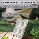 Projecteur LED 2400mAh projecteur LED chantier avec panneau solaire 4 mode d'éclairage idéal pour camping travail garage atelier