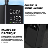 ompresseur à air portatif 150 psi 4000 mAh gonfleur pneus voiture avec affichage digital lampe LED charge USB pour auto moto balle