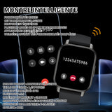 Montre connectée montre d'appel intelligente 1.85 pouces montre de surveillance de la santé IP68 étanche à la poussière et à l'eau