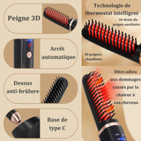 Brosse lissante pour cheveux sans fil 40w 5000mAh portable avec base chargement typec 3 réglages de température lisseur cheveux