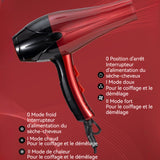 Sèche-cheveux 3000W haute puissance facile à transporter chauffage rapide en 10 secondes trois modes de vitesse réglables rouge