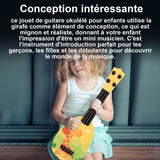 Ukulélé 36x12cm ukulélé enfant jouet éducatif de joli motif de girafe avec 4 cordes réglables développer l'intérêt pour la musique