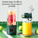 Mini Blender 8,1 x 8,1 x 20,6 cm batterie longue durée 1500 mAh 500 ml lame à 12 lames lisse et lisse affichage numérique vert