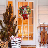 Couronne de décoration de Noël Jésus   40CM *40CM  Design lumineux  Noeud en velours  Couronne de Noël Suspension de porte