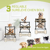 Gamelle chien surelevee 2 pcs 13-33 cm plage de hauteur réglable bol pour animaux de compagnie gamelle pour animaux inoxydable