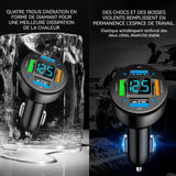 Transmetteur FM LED bluetooth FM de voiture charge rapide port 4 USB adaptateur bluetooth voiture chargeur voiture allume cigare